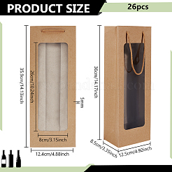 Rectangle Paper Bouquet & Wine Packaging Bags with Rope Handles and Visible Window&nbsp;ABAG-WH0072-001