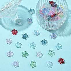 110色ベーキングペイント透明ガラスビーズ11個  5  - 花びらの花  グリッターパウダー付き  ミックスカラー  12~12.5x12.5~13x3.5~4mm  穴：1.2~1.4mm  10個/カラー&nbsp;DGLA-FS0001-27