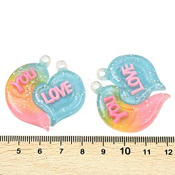 2Pcs Gradient Color Translucent Resin Pendants&nbsp;RESI-XCP0002-41B