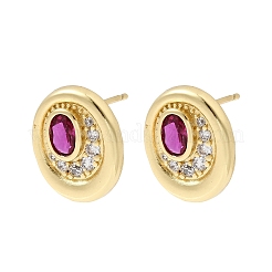 Brass Micro Pave Cubic Zirconia Stud Earrings&nbsp;EJEW-G471-13G-06
