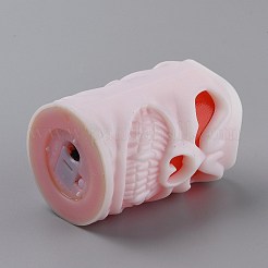 ハロウィンレジンLEDスカルライト  キャンドルティーライト  ハロウィンパーティー用  内蔵バッテリー  ピンク  97x69.5x59mm&nbsp;AJEW-Z004-01B