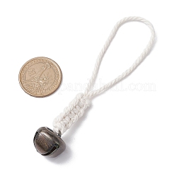 鉄の鐘のペンダントの装飾  マクラメ コットンコード 家のドアに吊るす飾り  アンティークブロンズ  120mm&nbsp;HJEW-JM02421-02