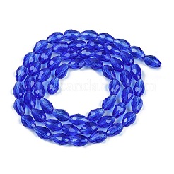 透明ガラスビーズ連売り  多面カット  ティアドロップ  ミディアムブルー  11.5x8mm  穴：1.2mm  約55~57個/連  25.59インチ（65cm）&nbsp;EGLA-N013-T8mm-D11
