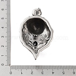 レトロな304ステンレススチールの大きなペンダント  ラインストーン付き  アンティークシルバー  オオカミ  52.5x33x14mm  穴：4x8.5mm&nbsp;STAS-I205-36AS-D