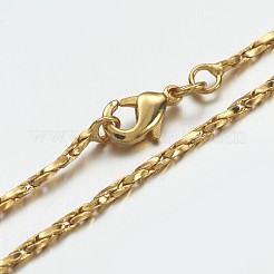 真鍮製チェーンネックレス  ボストンリンクチェーン  カニカン付き  ゴールドカラー  17.9インチ（45.4cm）  0.94~0.96mm&nbsp;MAK-F013-01G