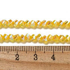 電気メッキガラスビーズセット  パール光沢メッキ  多面カット  双円錐形  ゴールド  4x4x3mm  穴：1mm  約149個/連  12.2~12.6''（31~32センチメートル）&nbsp;GLAA-Q105-04K