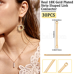 真鍮製コネクタチャーム  ストリップ  ニッケルフリー  18KGP本金メッキ  25x1.5mm  穴：0.8mm  30個/箱&nbsp;KK-BBC0002-14