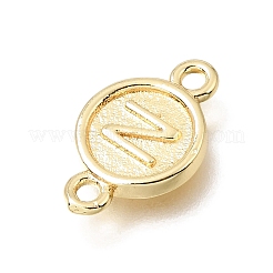 Brass Disc with Initial Links Connector Charms&nbsp;KK-E802-36G-N