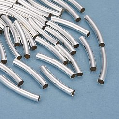 真鍮製チューブビーズ  長持ちメッキ  カーブビーズ  チューブ  925銀メッキ  20x3mm  穴：2.5mm&nbsp;KK-Y003-90C-S