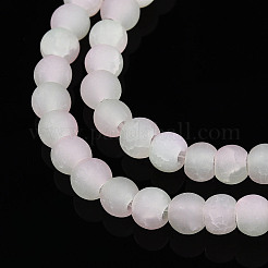 クラックガラスビーズ  ラウンド  ツートン  艶消し  ミスティローズ  4~4.5x3~4mm  穴：0.9mm&nbsp;X1-GLAA-N009-4mm-01