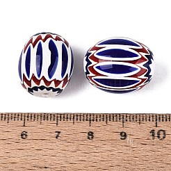 手作りのミルフィオリガラス樽ビーズ  シェブロンビーズ  シングルフラワーデザイン  暗赤色  18~23x15~19mm  穴：1~5mm&nbsp;LA-N002-18E