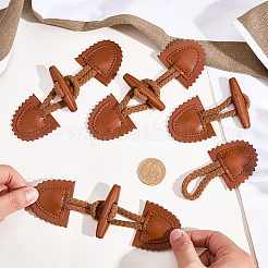 アクリル＆PU合成皮革トグルバックル10組  バッグセータージャケットコート用  DIYの縫製アクセサリー工芸品  サドルブラウン  145x52x13mm&nbsp;DIY-CY0002-25B