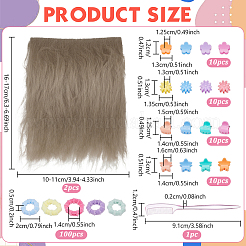 ウール人形用ウィッグ2本  DIYの女の子のためのbjdメイキングアクセサリー  40個4スタイルのGPPSプラスチック爪ヘアクリップ付き  100PCSヘアネクタイ  まつげコーム1個  小麦  160~170x100~110mm&nbsp;DIY-NB0016-02C
