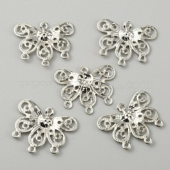 鉄のシャンデリアコンポーネントのリンク  中空  buttefly  プラチナ  18x21.5x1.5mm  穴：1.2mm&nbsp;IFIN-WH0011-42