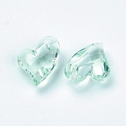 クリアアクリルチャーム  多面カット  ハート  ミックスカラー  11x9x4mm  穴：0.5mm&nbsp;X-MACR-G055-11mm-M