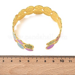 Brass Enamel Cuff Bangles for Women&nbsp;BJEW-A173-02G