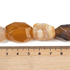 天然の黄色ボツワナアゲートビーズ連売り  多面カット  ナゲット  19.5~23x14~15.5x13.5~15.5mm  穴：0.9mm  約18~19個/連  14.96~15.47''（38~39.3センチメートル）&nbsp;G-F796-C05-01