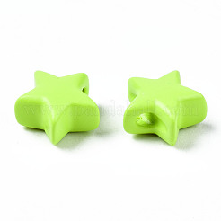 スプレープリント真鍮製チャーム  スター  緑黄  10x10.5x5.5mm  穴：2mm&nbsp;KK-Q252-004I