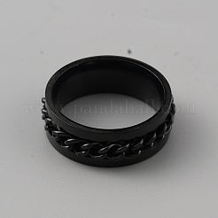 201 Stainless Steel Chain Rotating Finger Ring for Men&nbsp;RJEW-WH0011-12B
