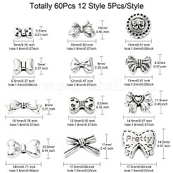 60Pcs 12 Styles Tibetan Style Alloy Beads&nbsp;FIND-CJ0002-28A