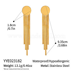 Flat Round 304 Stainless Steel Tassel Stud Earrings&nbsp;JH8202-1