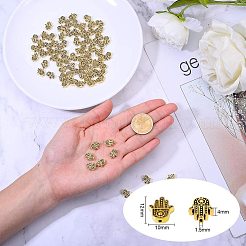 チベット風合金ビーズ  ハムサの手  アンティーク黄金  12x10x4mm  穴：1.5mm  100個/箱&nbsp;TIBEB-PH0004-57