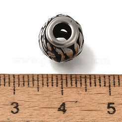 304ステンレススチールヨーロピアンビーズ  大穴ビーズ  フクロウとロンデル  アンティークシルバー  10x9.5mm  穴：4mm&nbsp;STAS-D191-05N-AS