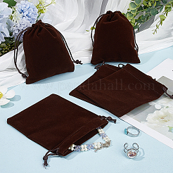 ベルベットジュエリー巾着ギフトバッグ20個  長方形  ココナッツブラウン  12x10x0.1cm&nbsp;ABAG-BBC0001-14C