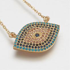 Brass Micro Pave Cubic Zirconia Pendant Necklaces&nbsp;NJEW-j051-10G