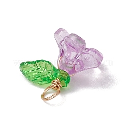 アクリルチャーム  金色の銅線付き  花  ミックスカラー  13.5x13x10.5mm  穴：3.5mm&nbsp;PALLOY-JF03079