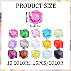 225Pcs 15 Colors Transparent Acrylic Beads&nbsp;OACR-ME0001-03
