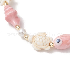 Synthetic Turquoise & Shell Pearl & Porcelain Beaded Stretch Bracelets for Women&nbsp;BJEW-JB13556