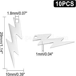201ステンレススチールペンダント10個  レーザー切断  ライトニング  ステンレス鋼色  29x10x1mm  穴：1.8mm&nbsp;STAS-UN0032-23