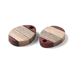 白檀とウェンジ材のペンダント  オーバル  17x13x3.5mm  穴：2mm&nbsp;WOOD-S061-01A