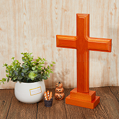 Pine Wood Cross Display Decorations&nbsp;AJEW-WH0083-30B