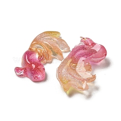 光る透明樹脂デコデンカボション  暗闇で光るカボションとグリッターパウダー  カメリア  魚  7x13x2.5mm&nbsp;RESI-D013-16D