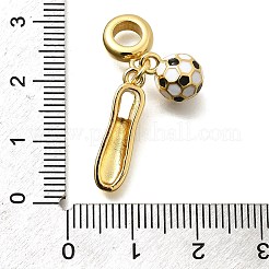 Brass White & Black Enamel Football Shoes European Dangle Charms&nbsp;KK-Z093-11G