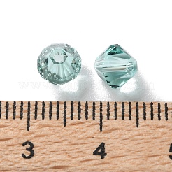 K9ガラス  模造オーストリアクリスタルビーズ  多面カット  双円錐形  アクア  6x6x6mm  穴：0.9mm&nbsp;GLAA-R001-08-28