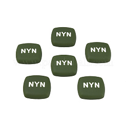 アクリルエナメルカボション  nyn という単語のある四角形  ダークオリーブグリーン  21x21x5mm&nbsp;KY-N015-202D