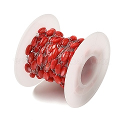 304 Stainless Steel Cable Chains with Dyed Shell Beads&nbsp;STAS-B067-03P-01