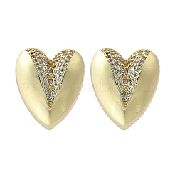 Brass Micro Pave Clear Cubic Zirconia Stud Earrings for Women&nbsp;EJEW-F363-06G
