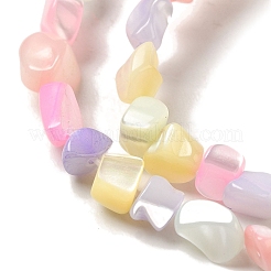 虹色に染められた天然淡水貝ビーズ連売り  ミックスカラー  ナゲット  4~7.5x4~12x4~4.5mm  穴：0.5mm  15.83インチ（40.2cm）&nbsp;SHEL-G018-02E