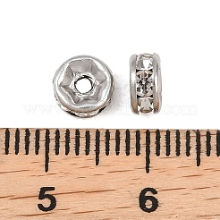 304ステンレススチールラインストーンスペーサービーズ  フラットラウンド  ステンレス鋼色  6x3mm  穴：1.4mm&nbsp;LS-STAS-P444-01A-P