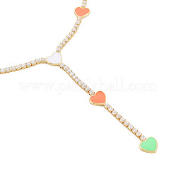 Brass Cubic Zirconia with Enamel Lariat Necklaces&nbsp;NJEW-S418-03