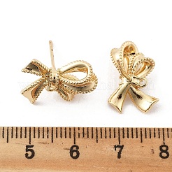 真鍮製スタッドピアスパーツ  カドミウムフリー＆ニッケルフリー＆鉛フリー  蝶結び  14KGP本金メッキ  11.5x16.5mm  穴：1.2mm  ピン：11x1mm&nbsp;LS-KK-K371-35G