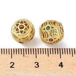 真鍮マイクロパヴェカラフルキュービックジルコニアビーズ  長持ちメッキ  ゴールドカラー  10x10mm  穴：1.8mm&nbsp;KK-A254-12G