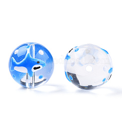 エナメルビーズ入り透明ガラス  混合模様でラウンド  ミックスカラー  13x12x11mm  穴：1.2~1.5mm&nbsp;LAMP-T011-18A