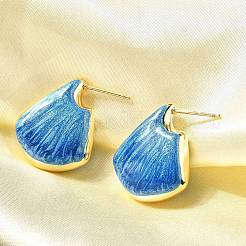 Shell Shape Brass Stud Earrings&nbsp;EJEW-G424-01G