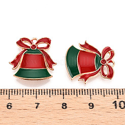 クリスマステーマ合金エナメルペンダント  ライトゴールド  クリスマス鐘  19x18x3mm  穴：1.6mm&nbsp;ENAM-N056-403D