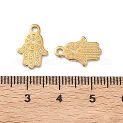 304ステンレススチールチャーム  ハムサの手  イオンプレーティング（ip）  18KGP本金メッキ  15x10x1mm  穴：1.6mm&nbsp;STAS-Z184-17G